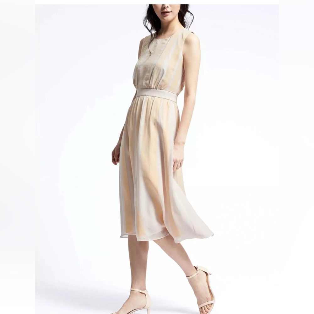 Yellow and Cream Sleeveless Dress